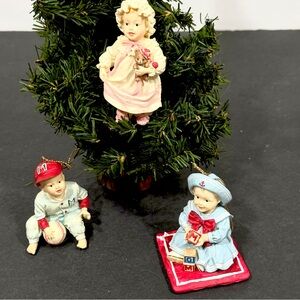 Ashton-Drake Heirloom Ornaments "Michael" "Sarah" "Amanda" Vintage Collectible